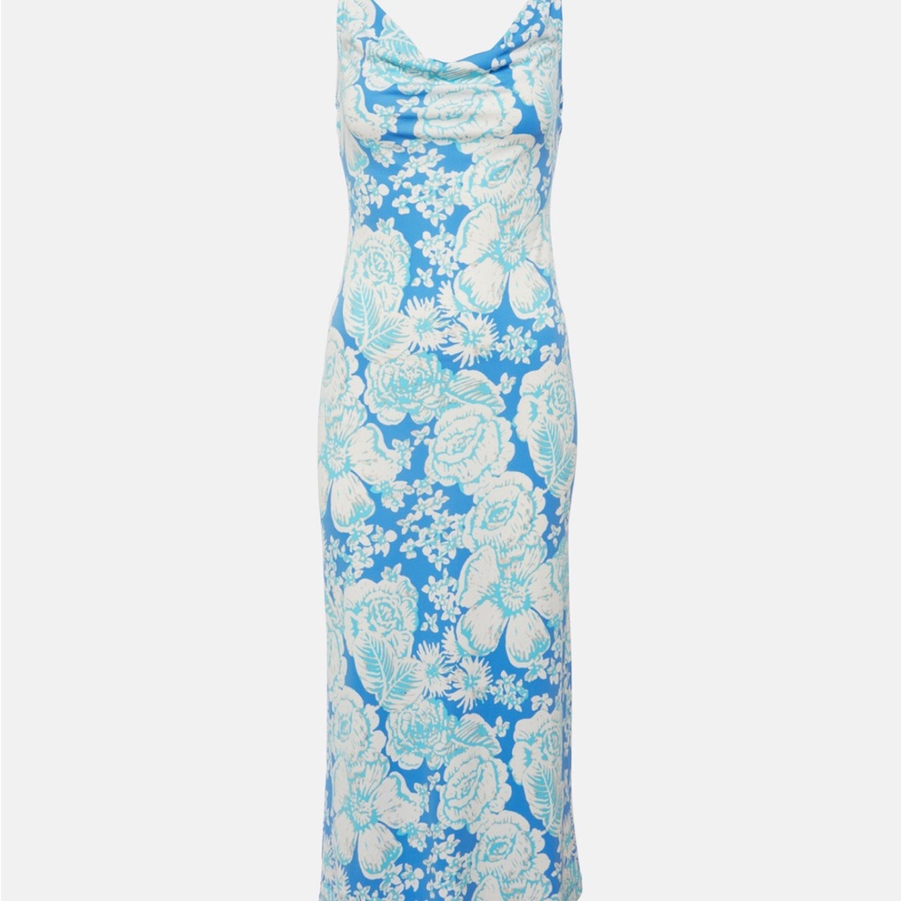 Diane Von Furstenberg Alik Dress June Bloom Blue - Size Large